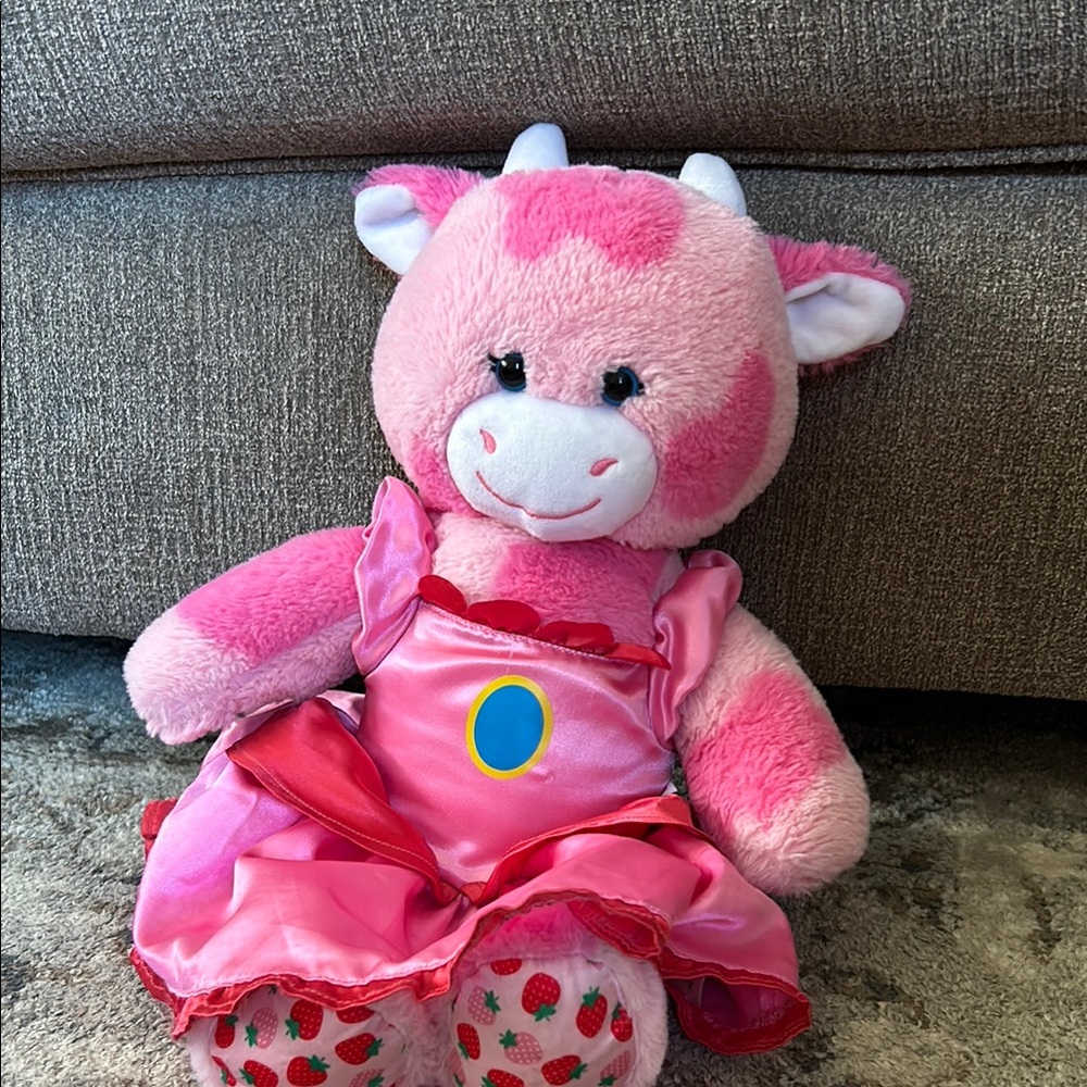 Build-A-Bear strawberry cow w/ princess peach outfit